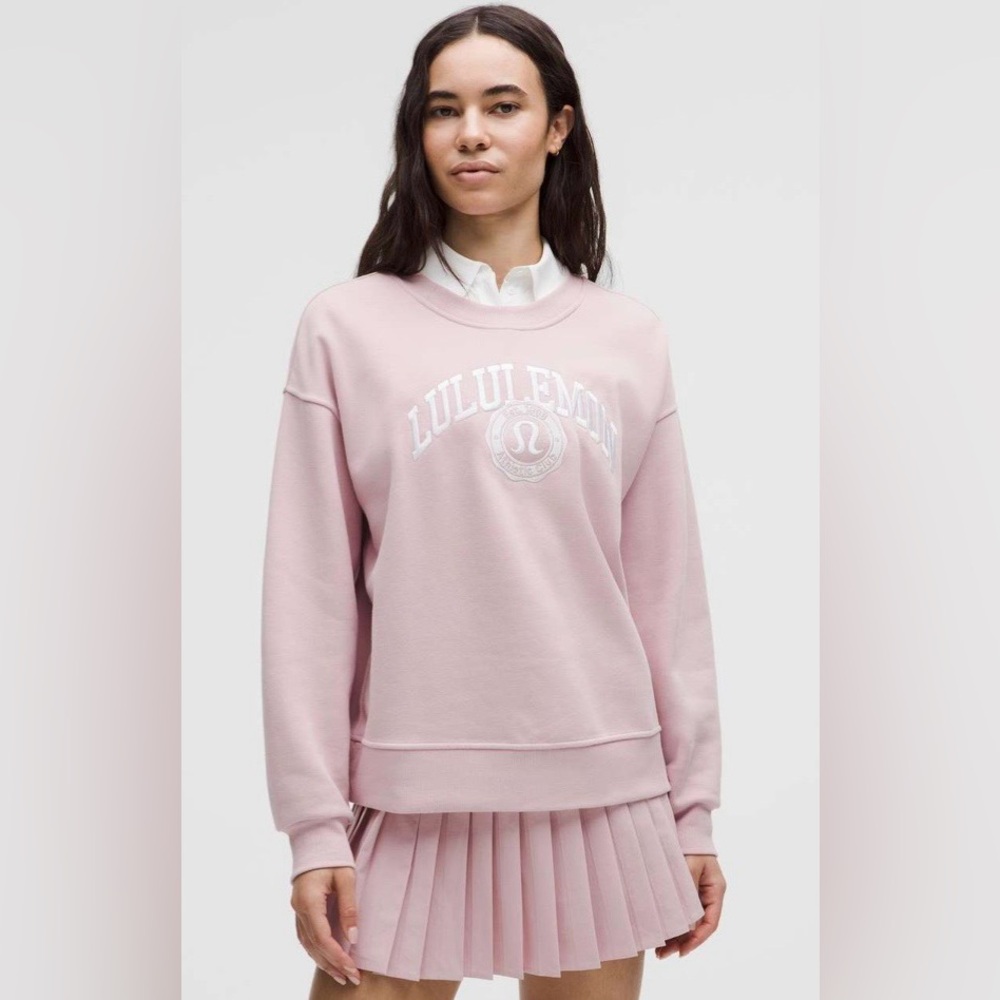 Lululemon NWT Perfectly Oversized Crew Embroidered Graphic Fleece Size XL